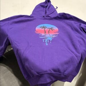 Gildan Purple Hoodie with Tropical Print